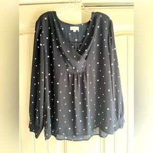 Loft navy dot blouse
